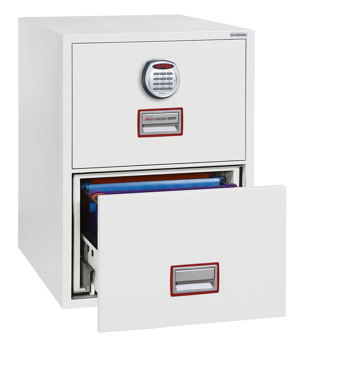 Phoenix Vertical Fire File 2 Drawer Filing Cabinet Elecronic Lock White FS2252E
