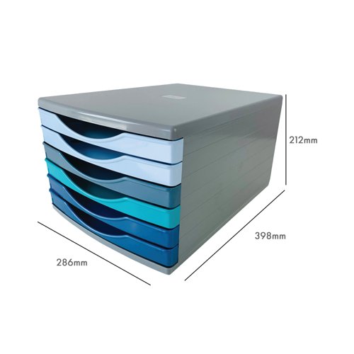 5 Star 6 Drawer Tower 180mm 6x30mm Cool Breeze/Grey FS676750