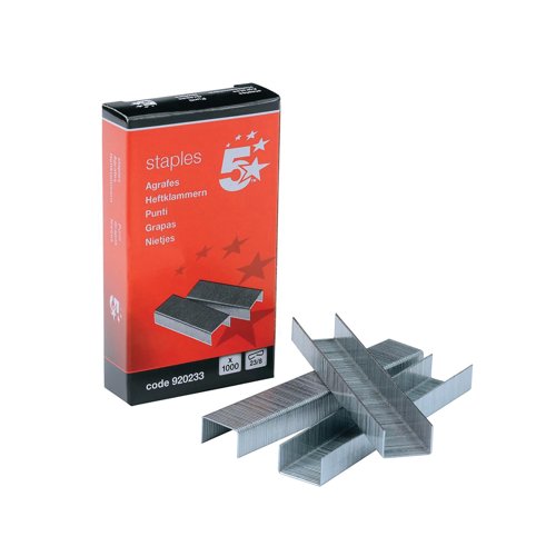 5 Star Staples Galvanised Steel Wire with a Chiselled Point 23/8 (Pack of 1000) 920233