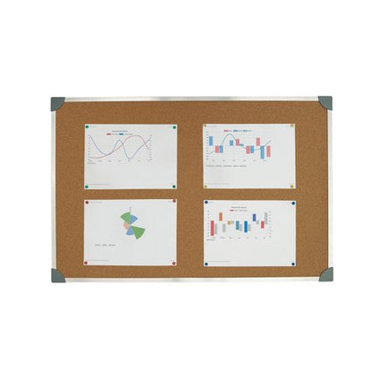 5 Star Cork Board with Wall Fixing Kit Aluminium Frame 900x600mm 940597