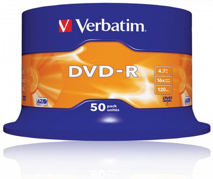 Verbatim 4.7GB 16x Speed Spindle DVD-R (50 Pack) 43548