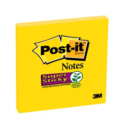 Post-it Super Sticky Notes 76x76mm 90 Sheets Ultra Yellow (Pack 6) 654-S6 - 7100174970