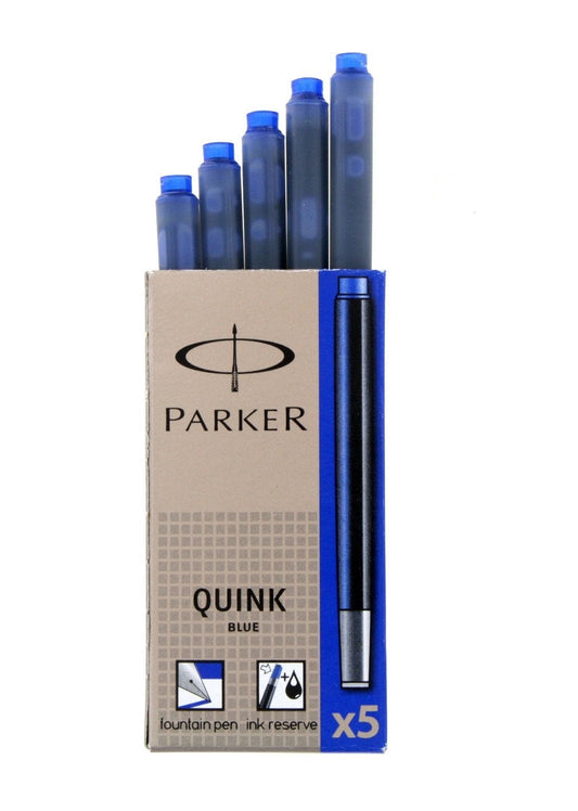 Parker Quink Long Ink Refill Cartridge for Fountain Pens Blue (Pack 5) - 1950403