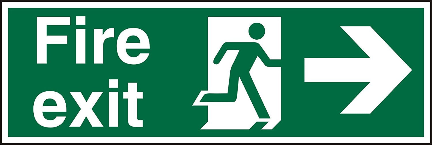 Stewart Superior Fire Exit Right Sign 450x150mm - SP121SAV-450X150 - UK BUSINESS SUPPLIES