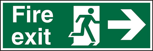 Stewart Superior Fire Exit Right Sign 450x150mm - SP121SAV-450X150 - UK BUSINESS SUPPLIES