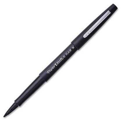 Paper Mate Flair Fibre Tip Pen Medium Point 0.7mm Black (Pack 12) S0190973