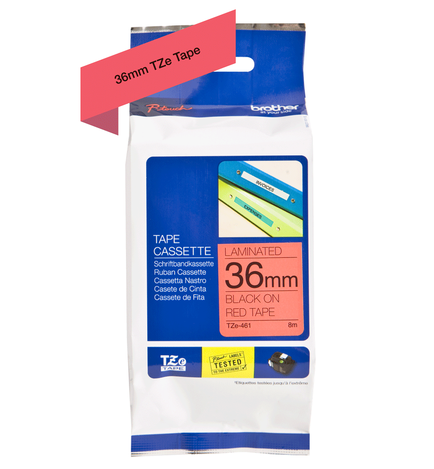 Brother Black On Red Label Tape 36mm x 8m - TZE461