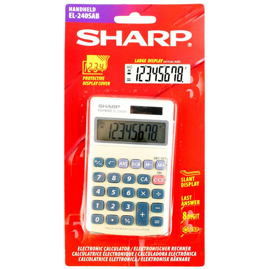 Sharp EL240SAB 8 Digit Handheld Calculator Grey SH-EL240SAB