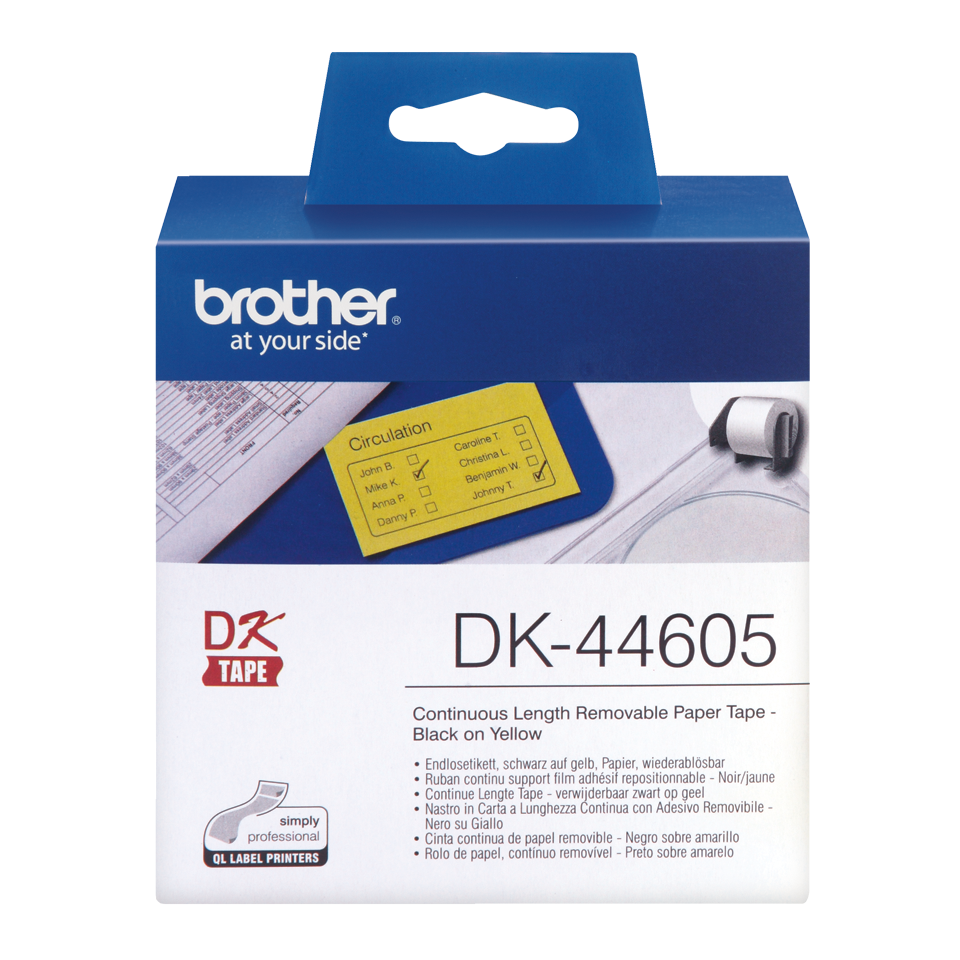 Brother Yellow Removable Paper 62mm x 30.5m - DK44605