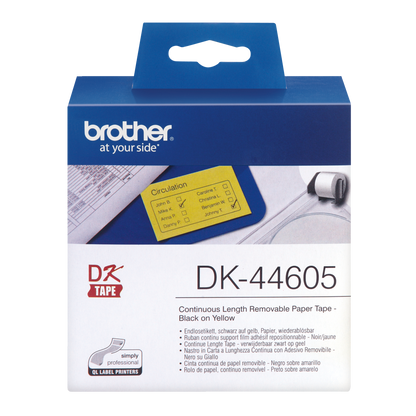Brother Yellow Removable Paper 62mm x 30.5m - DK44605