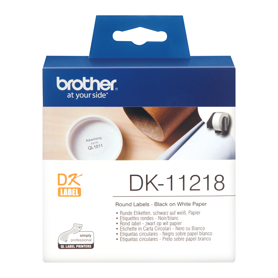 Brother Black On White Round 24mm Labels 1000 Labels - DK11218