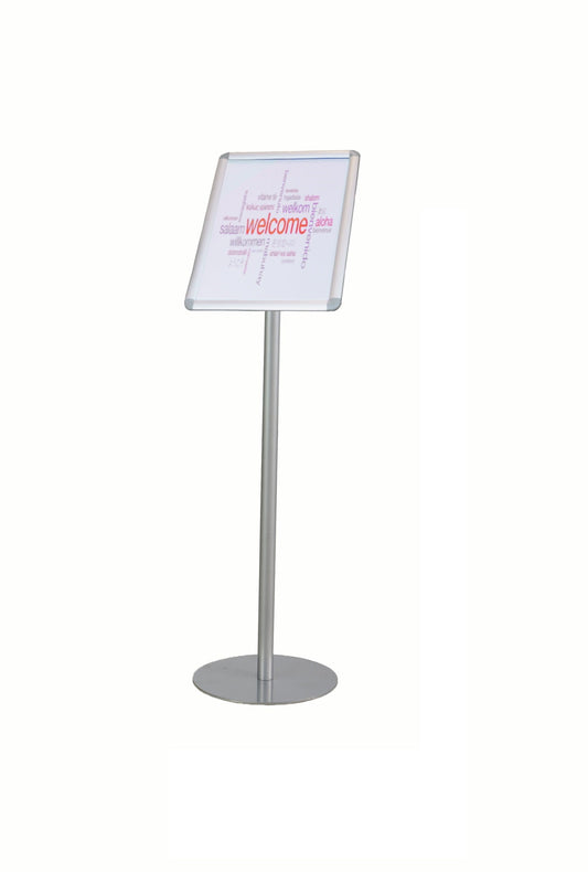 Twinco Agenda Literature Display Snap Frame Floor Standing A4 Silver - TW51758