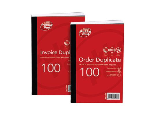 ValueX 210x130mm Duplicate Invoice Book Carbonless 1-100 Taped Cloth Binding 100 Sets (Pack 5) - 6908-FRM