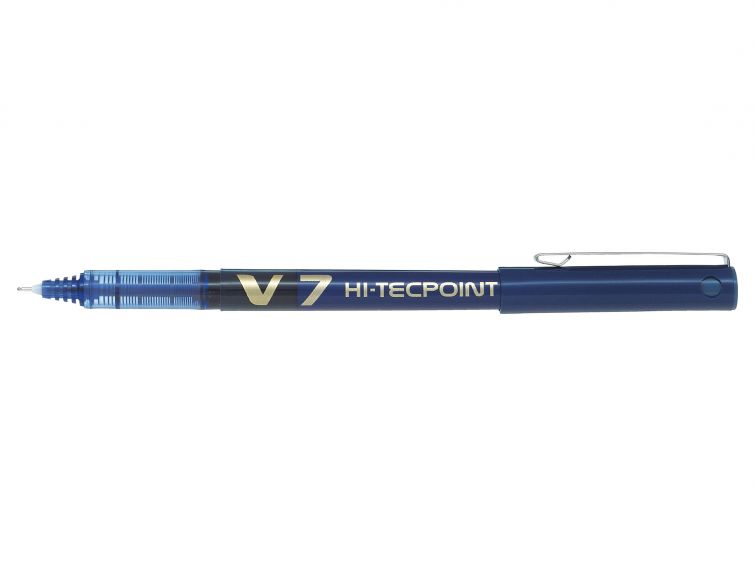 Pilot V7 Hi-Tecpoint Liquid Ink Rollerball Pen 0.7mm Tip 0.5mm Line Blue (Pack 20) - 3131910516545
