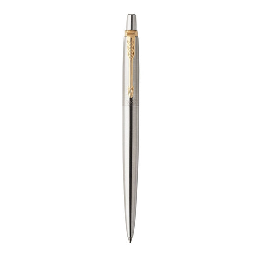 Parker Jotter Ballpoint Pen Stainless Steel/Gold Barrel Blue Ink - 1953206