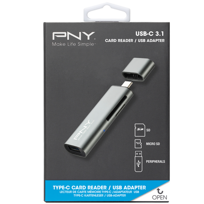PNY USBC Gen1 male SD SDHC SDXC MicroSD