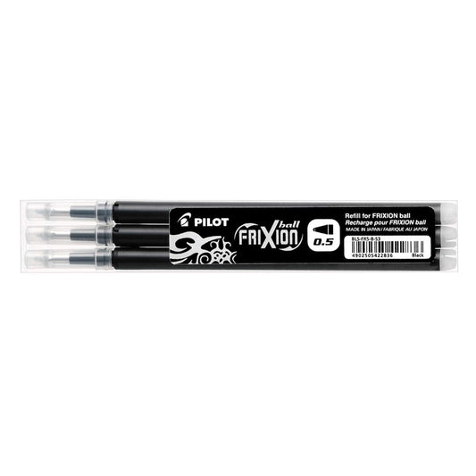 Pilot Refill for FriXion Ball/Clicker Pens 0.5mm Tip Black (Pack 3) - 77300301