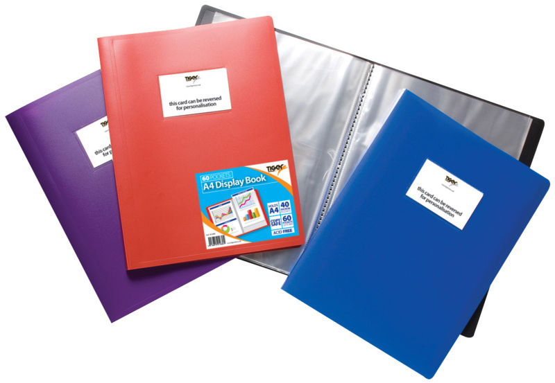 Tiger A4 Flexi Display Book 60 Pocket Assorted Colours - 301686