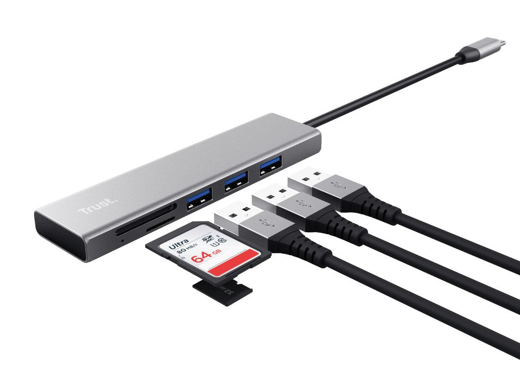 Trust Halyx Fast USB C Hub and Card Reader 104 Mbits Data Transfer Rate