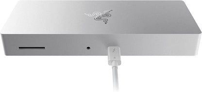 Razer Thunderbolt 4 Dock Chroma Premium Hub with RGB Lighting for Windows and Mac Mercury White