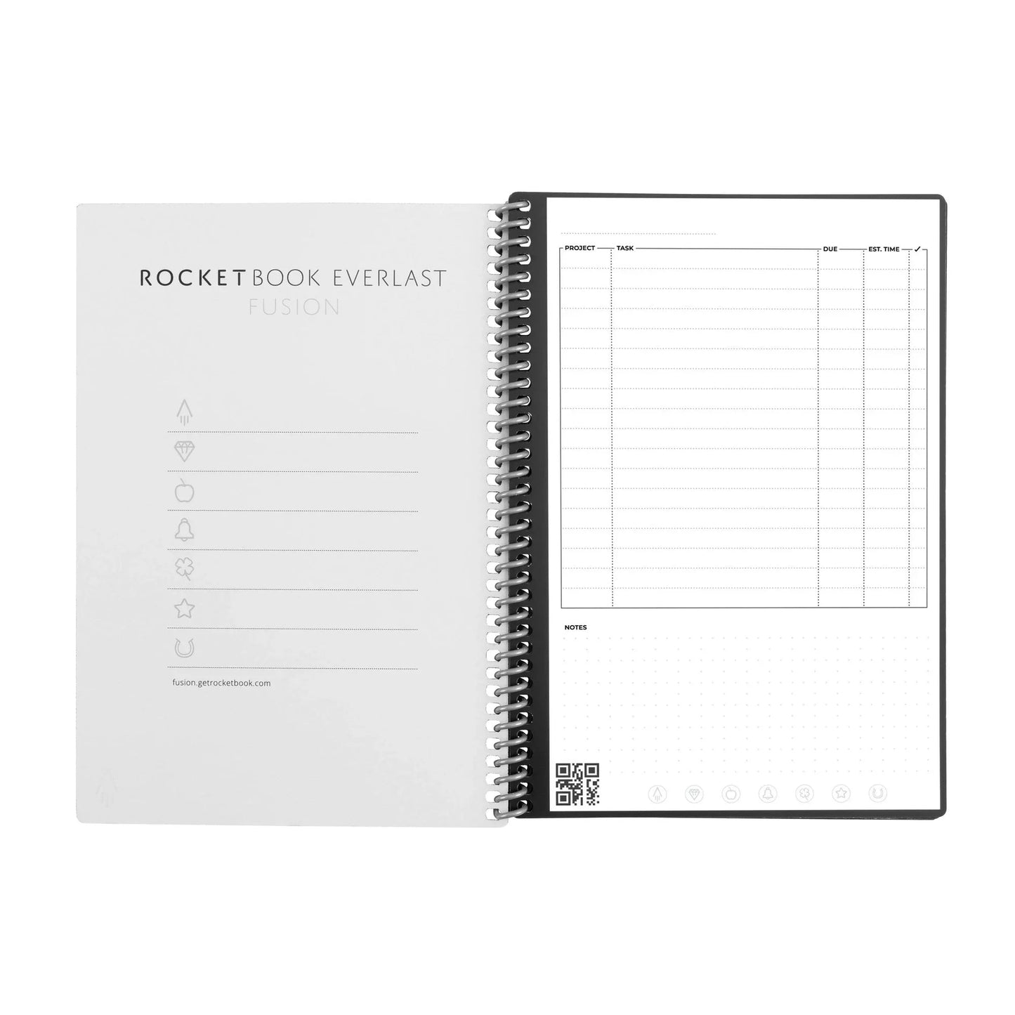 Rocketbook Fusion Letter A4 Reusable Smart Notebook 42 Multi-Format Style Pages Black 505467