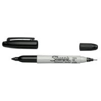 Sharpie Twin Tip Permanent Marker 0.5mm and 0.7mm Line Black (Pack 12) - S0811100
