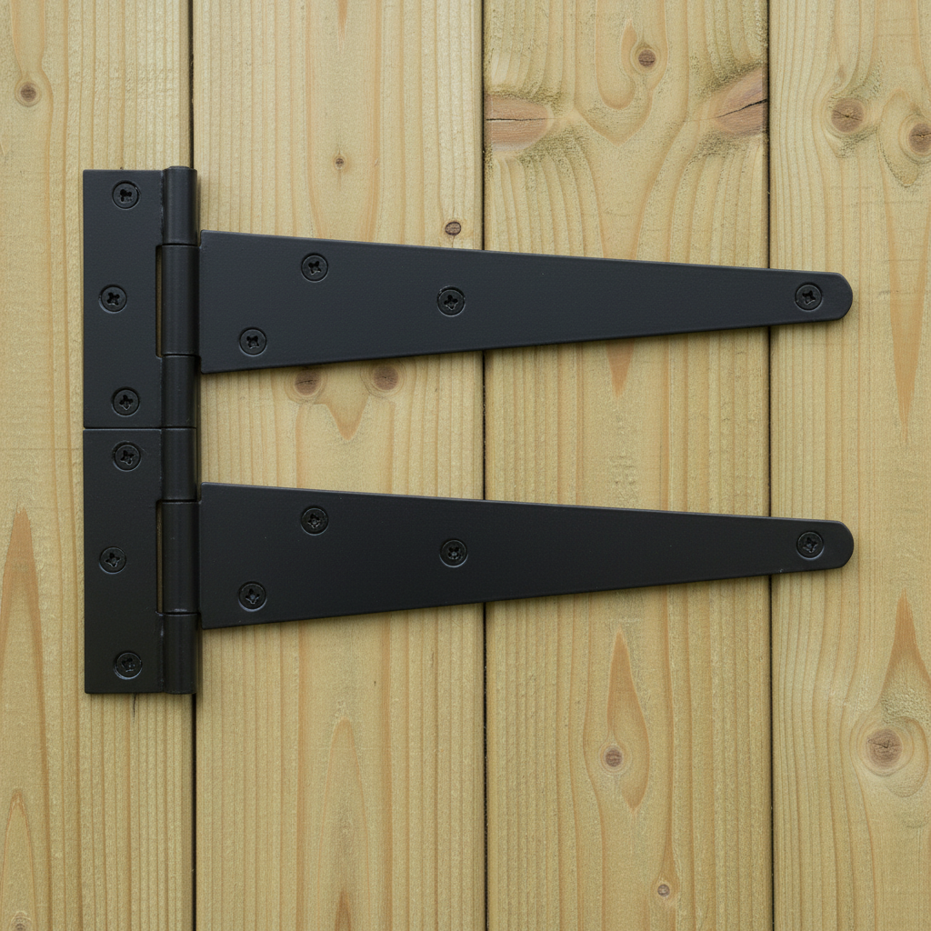 Pair of Light Duty Tee Hinges in Black or Zinc Plated Finish 250mm (10") Black