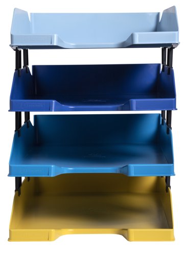 Exacompta Bee Blue Letter Trays Recycled A4 Set of 4 Assorted 113202SETD