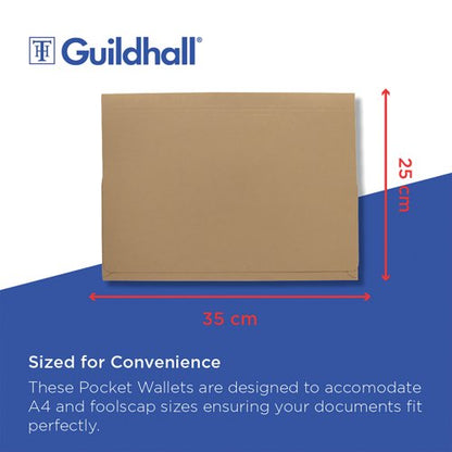 Exacompta Guildhall Brief Size Pocket Wallet 14x10in Buff (Pack of 50) PW3-BUF