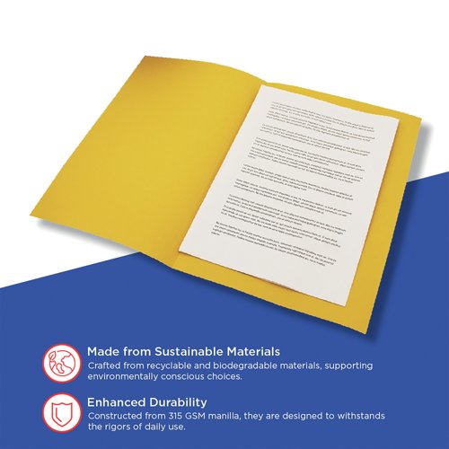 Exacompta Guildhall Square Cut Folder 315gsm Foolscap Yellow (Pack of 100) FS315-YLWZ