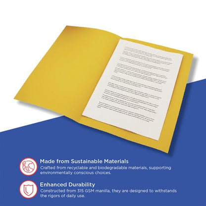 Exacompta Guildhall Square Cut Folder 315gsm Foolscap Yellow (Pack of 100) FS315-YLWZ