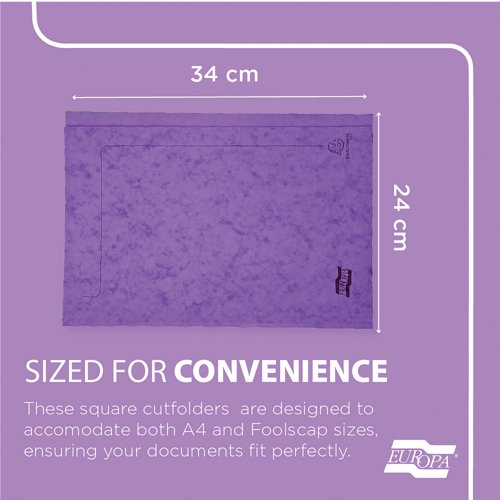 Europa Square Cut Folder 300 micron Foolscap Assorted (Pack of 50) 4820