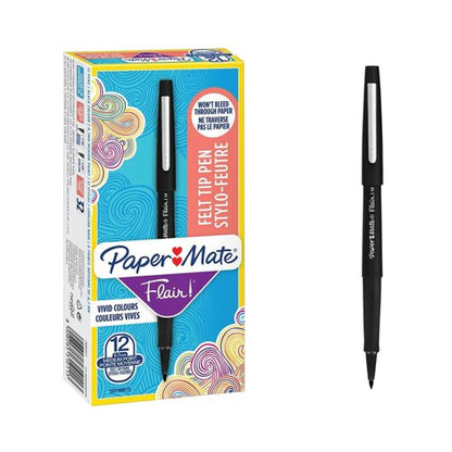 PaperMate Flair Original Felt Tip Pens Black (Pack of 12) S0190973