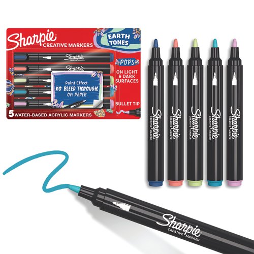 Sharpie Creative Marker Bullet Tip Earth Tones Assorted (Pack of 5) 2213380