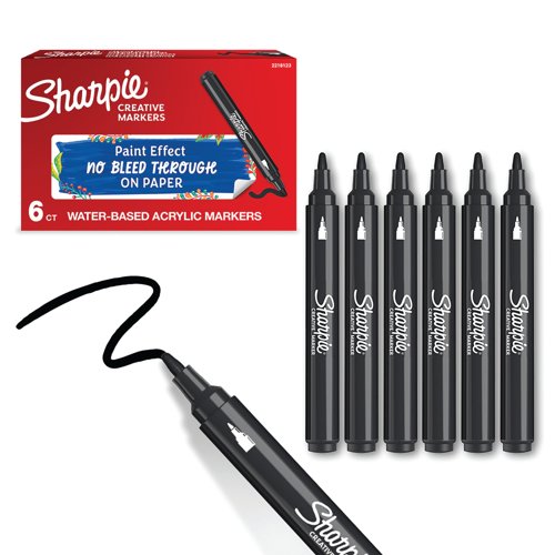Sharpie Creative Marker Bullet Tip Black (Pack of 6) 2218123