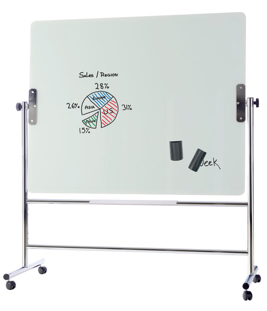 Bi-Office Revolving Double Sided Magnetic Glass Whiteboard 1500x1200mm - GQR0450