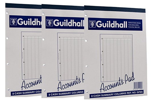 Guildhall Account Pad 8 Summary Column 298 x 210mm 60 Sheet Punched 4 Holes Code GP8S