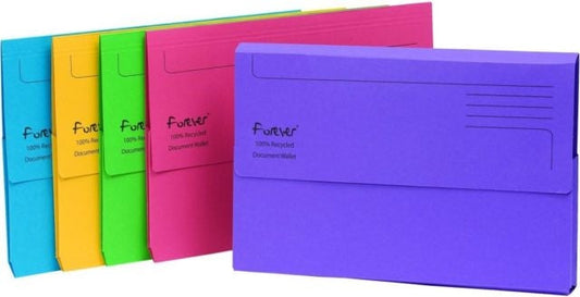 Guildhall Forever 211/5000 FOOLSCAP Document Wallet Assorted Colours (Pack of 25)