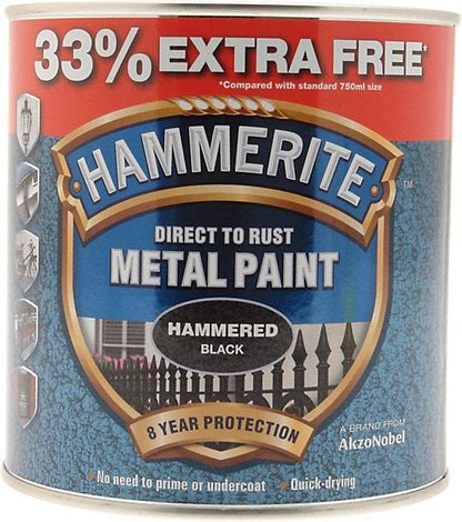 Hammerite 5158237 750Ml Metal Paint - Hammered Black 33% EXTRA