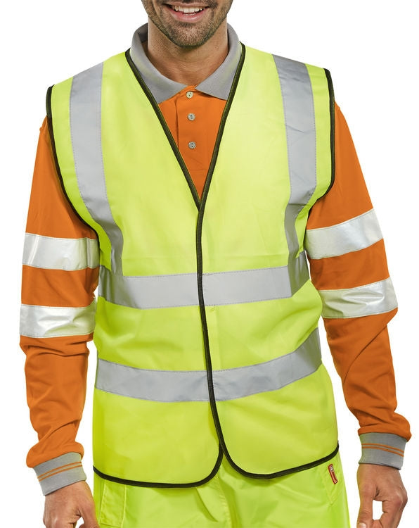 Beeswift Waistcoat Hi-Vis Polyester Yellow {All Sizes} - UK BUSINESS SUPPLIES