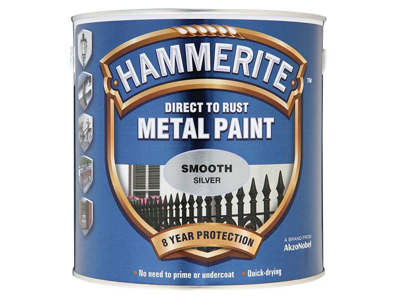 Hammerite Direct to Rust 2.5L Metal Paint - Smooth Silver
