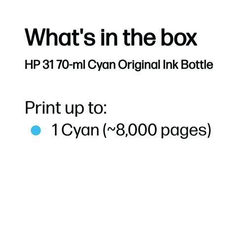 HP 31 Original Ink Bottle 70-ml Cyan 1VU26AE