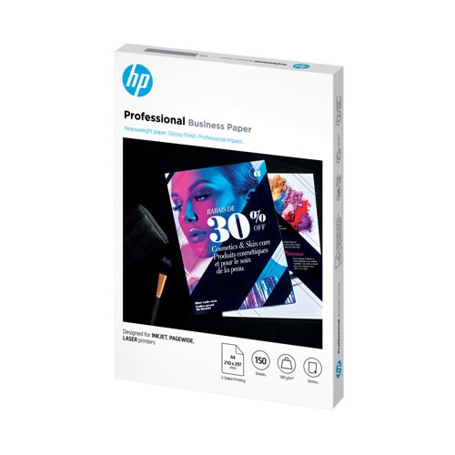 HP Professional Business Paper Glossy 180Gsm A4 150 Sheets 3VK91A