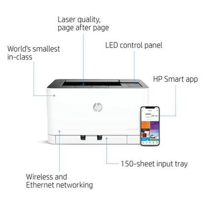 HP Color Laser 150nw A4 Wireless Colour Laser Printer 4ZB95A
