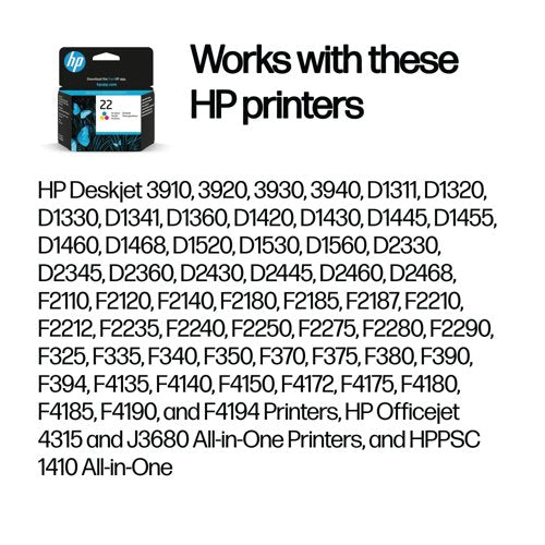 HP 22 Original Ink Cartridge 5-ml Tri-color C9352AE