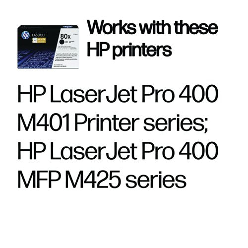 HP 80X Original LaserJet Toner Cartridge High Yield Black CF280X