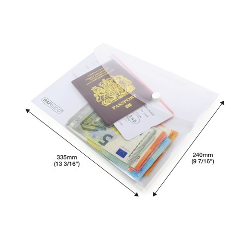 Rapesco Eco Recycled Popper Wallet A5 Clear (Pack of 25) 1500