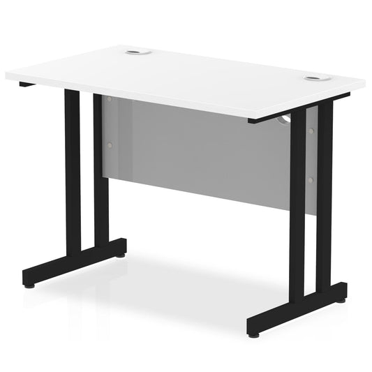 Impulse 1000 x 600mm Straight Desk White Top Black Cantilever Leg I004303