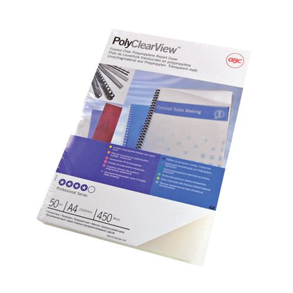 GBC PolyClearView A4 Binding Cvr 450Micron Frost (Pack of 50) IB387159