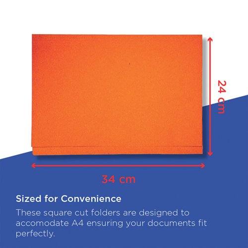 Guildhall Square Cut Folder Mediumweight Foolscap Orange (Pack of 100) FS250-ORGZ